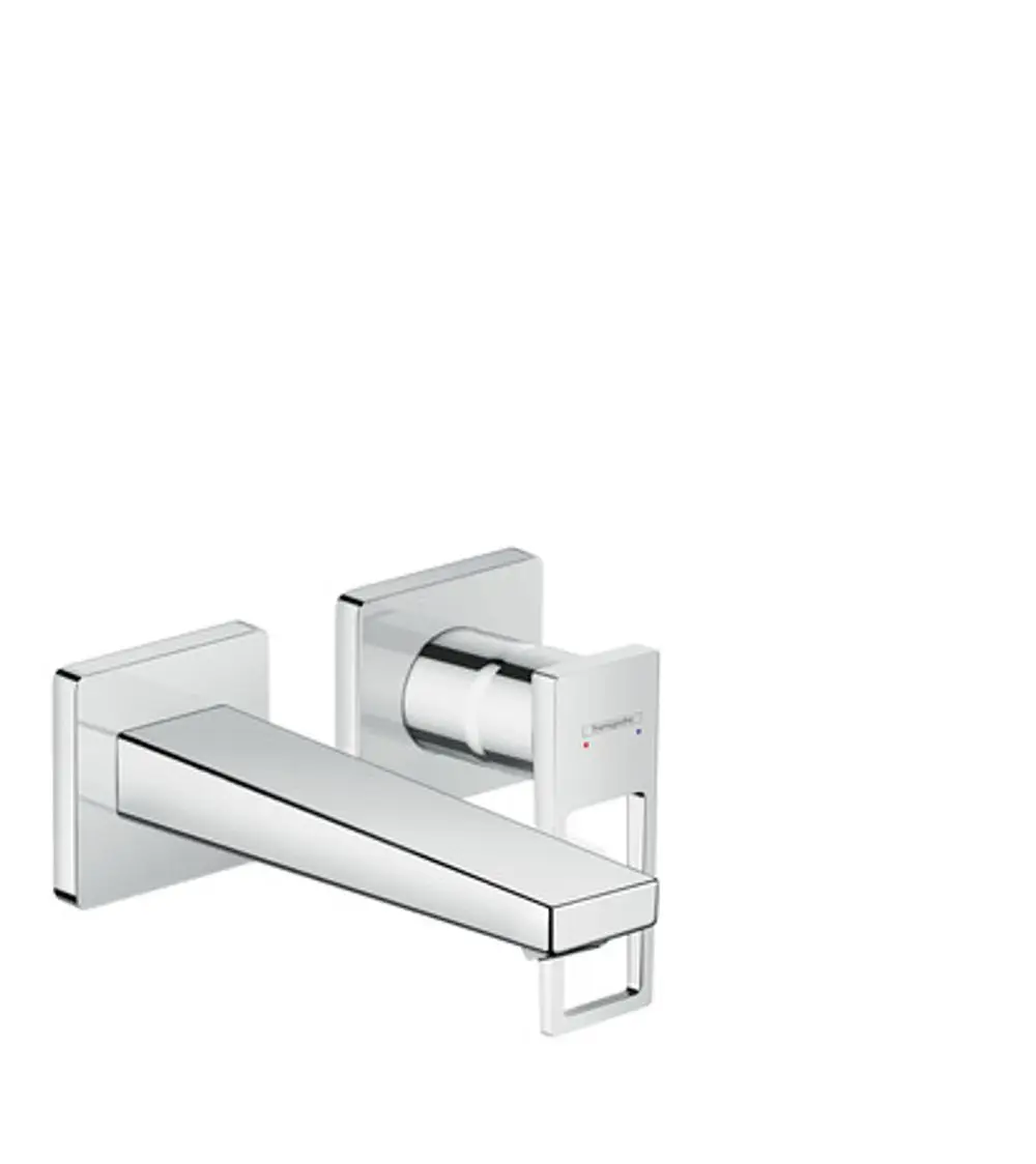 Hansgrohe-Waschtischmischer zur Wandmontage mit einem geraden Auslauf und Bügelgriff in Chrom. Ideal für moderne Badezimmer.